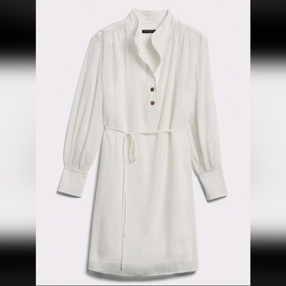 Banana Republic Factory Ivory White Balloon Sleeve Shirt Dress - Picture 7 of 14